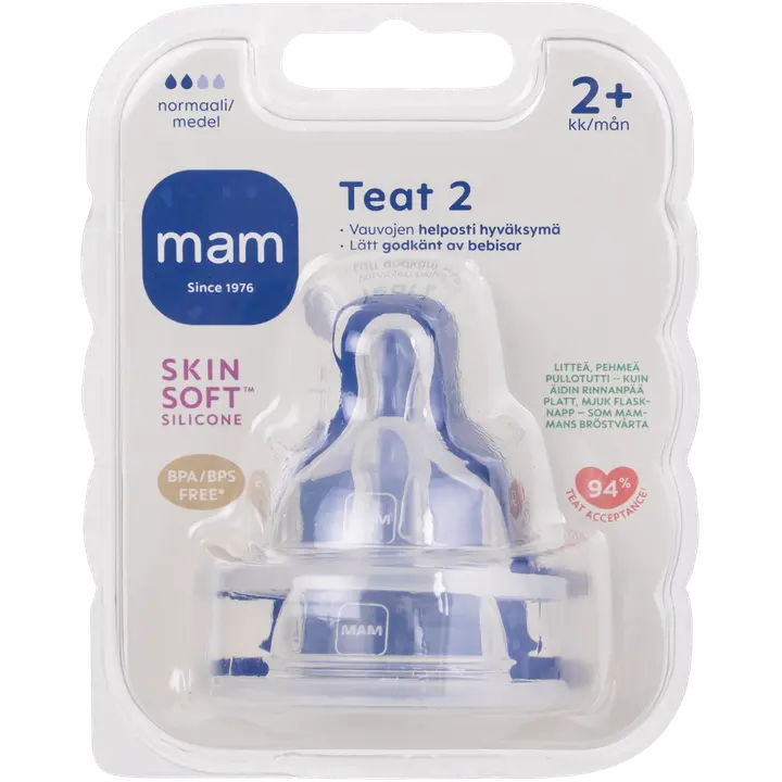 MAM Teat 2 2kpl 2+kk normaali silikonipullotutti|None MAM Teat 2 2 件 2 个月以上普通硅胶奶嘴