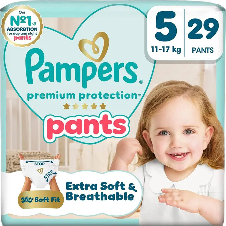 Pampers Premium Protection Pants S5 11-17kg 29kpl housuvaippa|Pampers 高级防护裤 S5 11-17 公斤 29 件裤式尿布