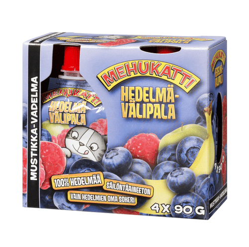 Mehukatti Hedelmävälipala 梅胡卡蒂 蓝莓-覆盆子水果零食 4x90g