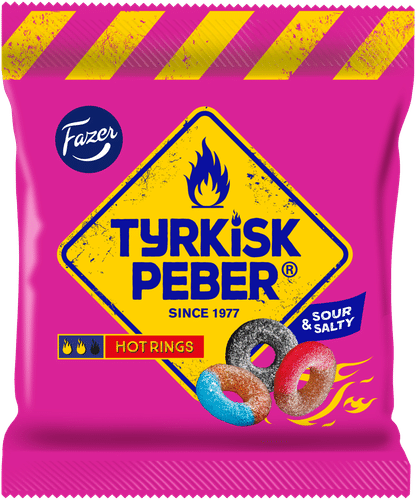 Fazer 土耳其胡椒辣味圈糖果袋 150g|Fazer Tyrkisk Peber Hot Rings karkkipussi 150g