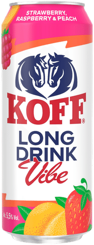 Koff Long Drink Vibe Strawberry Raspberry Peach long drink 5,5 % tölkki 0,5 L