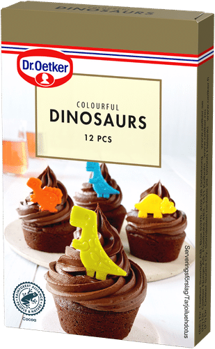 Dr. Oetker Colourful Dinosaurs -koristekuviot 12 kpl|Dr. Oetker 彩色恐龙装饰糖 12 kpl