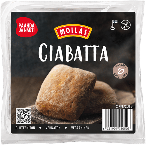Moilas Ciabatta gluteeniton 2kpl/200 g|Moilas 无麸质恰巴塔面包 2个/200克