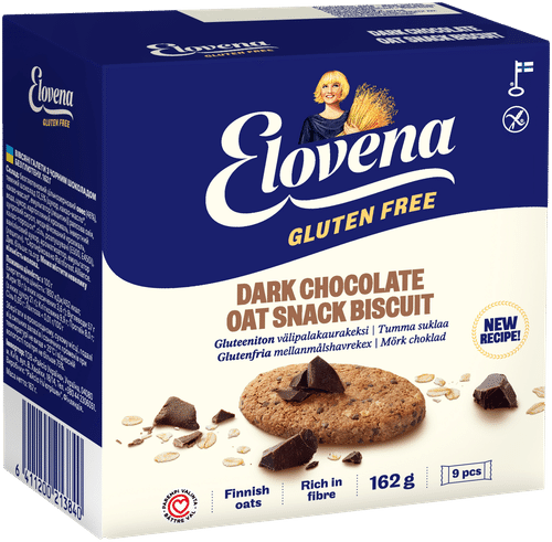 Elovena 9x18克无麸质黑巧克力燕麦零食饼干|Elovena 9x18g gluteeniton tumma suklaa välipalakaurakeksi