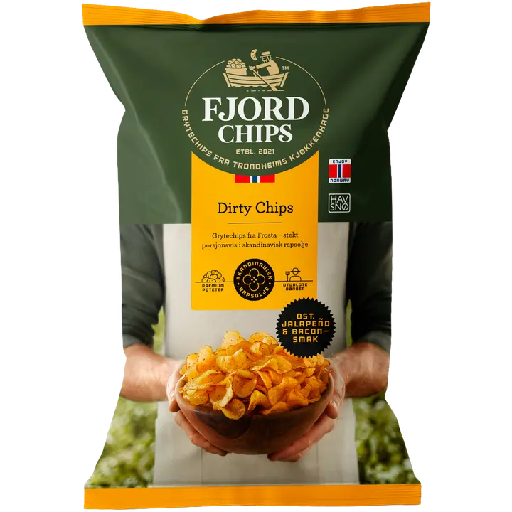 FjordChips perunalastut Dirty Chips juusto, jalapeno & pekoniaromi 150g-Fjord Chips FjordChips 薯片 Dirty Chips 奶酪、墨西哥辣椒和培根口味 150g