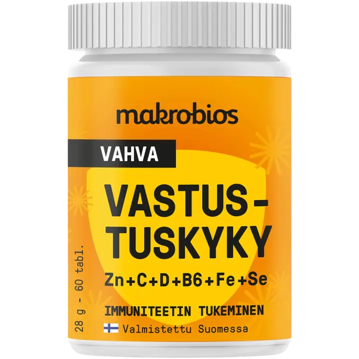 Makrobios Vahva vastustuskyky Zn+C+D+B6+Fe+Se 60片 28g-Makrobios 强抗Zn+C+D+B6+Fe+Se 60粒 28g