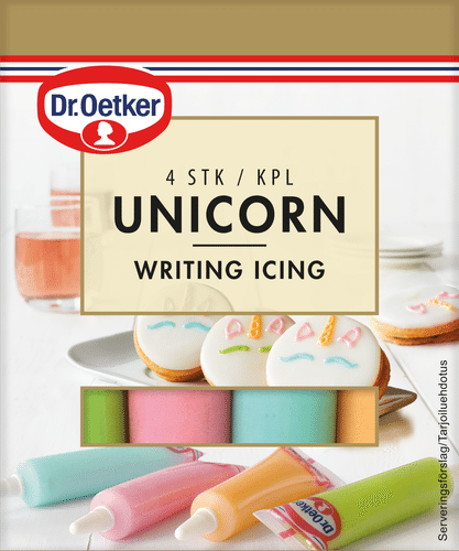 Dr. Oetker Unicorn writing icing 4 kpl 76g -koristelugeelit|Dr. Oetker 独角兽装饰凝胶笔4支76g