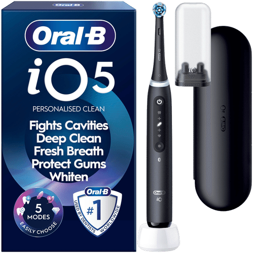 Oral-B iO5 Matt Black sähköhammasharja+matkakotelo+hammasharjateline