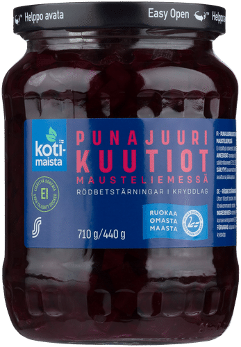Kotimaista Punajuurikuutiot makeuttamattomassa mausteliemessä 710g/440g