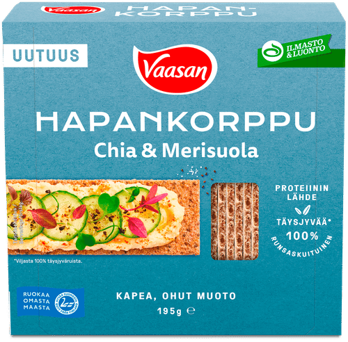 Vaasan 酸面包脆饼 奇亚籽与海盐 195g|VAASAN Hapankorppu Chia & Merisuola 195g