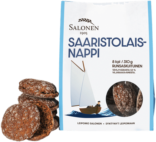 Leipomo Salonen Saaristolaisnappi 8/310 g ruisleipä, halkaistu|Leipomo Salonen 群岛黑麦小圆饼 8/310g 黑麦面包 切半