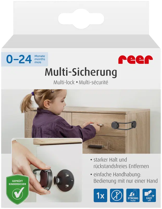 ReeR 通用锁扣,粘扣固定,1件,黑色|Reer yleissalpa tarrakiinnityksellä 1 kpl musta