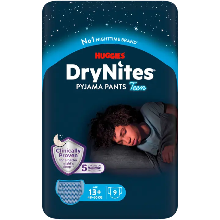 DryNites poika 9kpl 13+ vuotta|Huggies DryNites 男孩 9 件 13 岁以上
