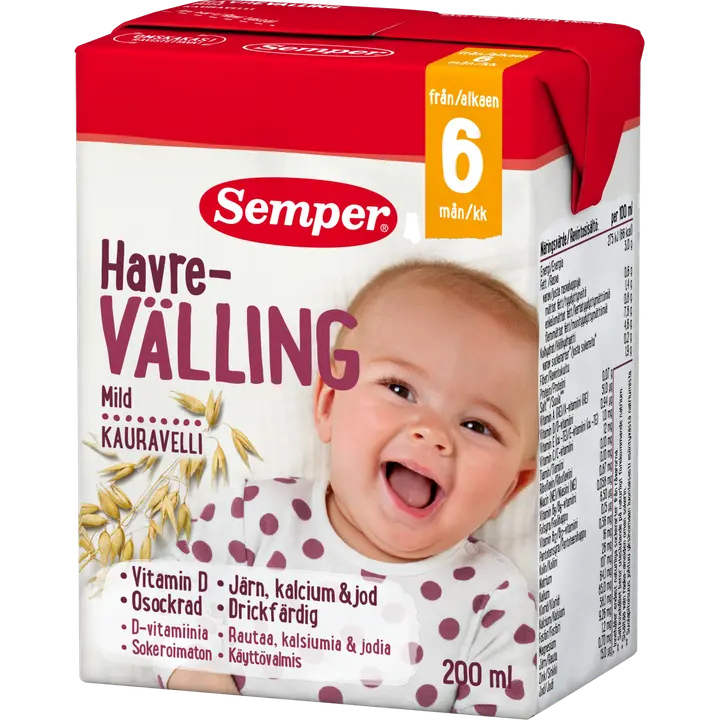 Semper Kauravelli 6kk käyttövalmis velli 200ml|Semper Kauravelli 6 个月即用型麸皮 200ml