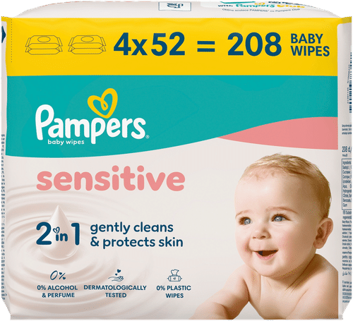 Pampers 4x52片敏感肌婴儿湿巾