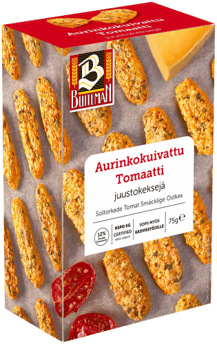 Buiteman 日晒番茄干奶酪饼干 75g|Buiteman juustokeksejä aurinkokuivattu tomaatti 75g