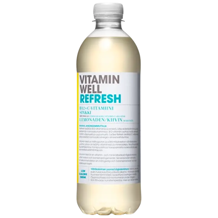 Vitamin Well Refresh lemonaden ja kiivin makuinen vitaminoitu hiilihapoton juoma 500ml|Vitamin Well 清爽柠檬水和猕猴桃味维生素非碳酸饮料 500ml