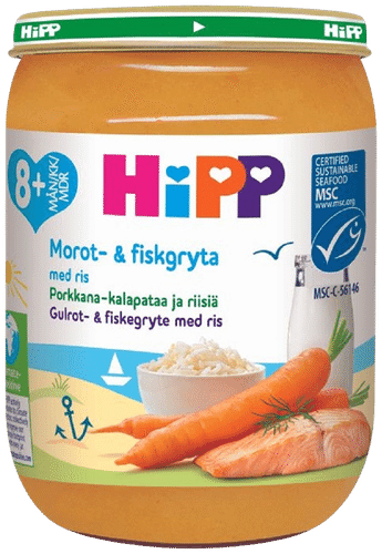 HiPP 胡萝卜鱼肉炖饭(8个月)|HiPP 190g Porkkana-kalapataa ja riisiä 8kk