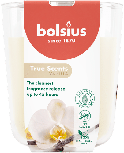 Bolsius True Scents – 玻璃杯香薰蜡烛 – 香草 – 象牙白 – 大号|Bolsius True Scents – tuoksukynttilä lasissa – Vanilla – norsunluu – suuri
