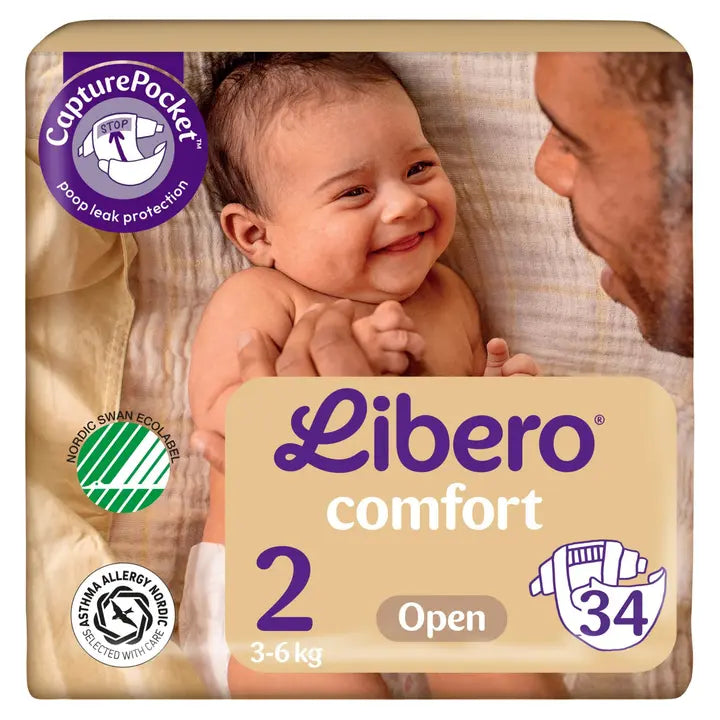 LIBERO Comfort teippivaippa , koko 2, 34kpl, 3-6kg|Libero 舒适胶带尿布,2 号,34 件,3-6 公斤
