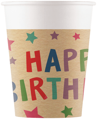 Decorata Party Kraft 生日快乐星星 FSC 纸杯 200ml