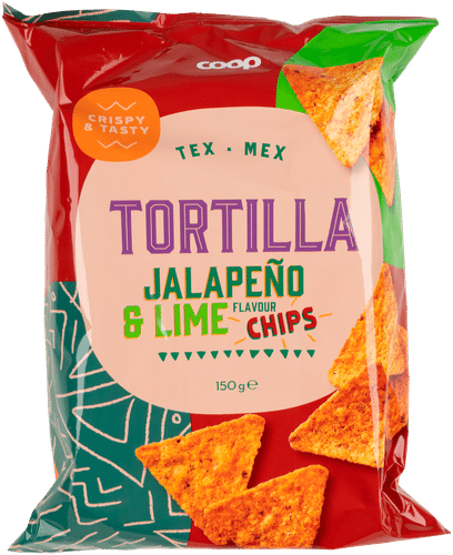 Coop 墨西哥玉米片 墨西哥辣椒和青柠味 150 g|Coop tortilla chips jalapeno ja lime 150 g