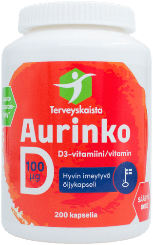 Terveyskaista Aurinko维生素D 100微克 200粒