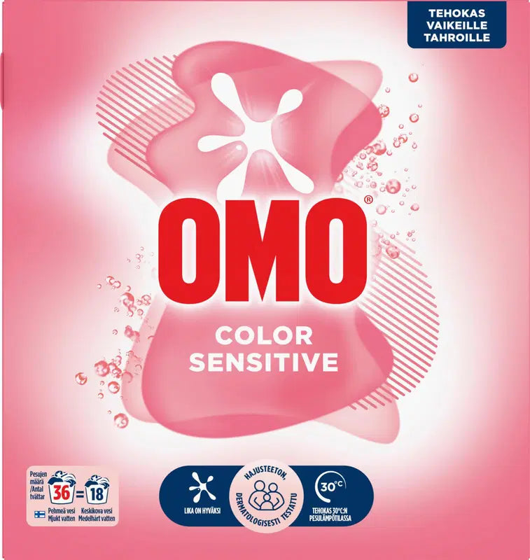 Omo 敏感肌无香型洗衣粉 1.26千克 36次洗涤|Omo Color Sensitive Pyykinpesujauhe Hajusteeton 1.26 kg 36 pesua