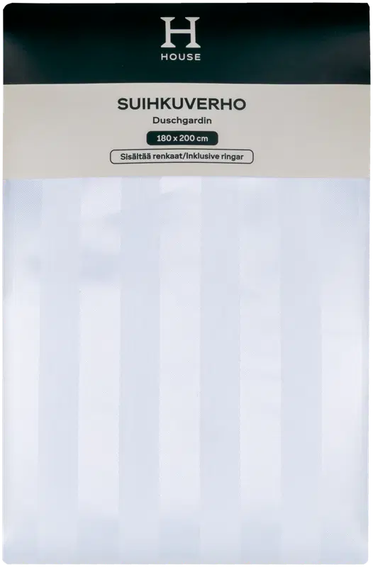 House 浴帘 Stripe 180x200厘米,白色