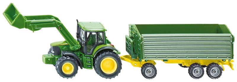 SIKU 1:87 约翰迪尔前装载机与拖车|Siku 1:87 John Deere Etukuormaajalla ja Perävaunulla