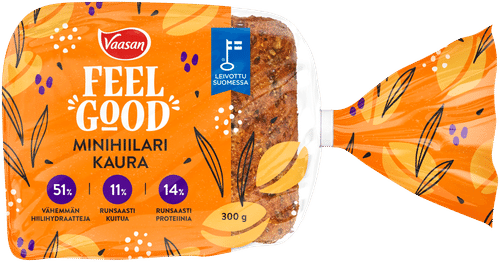 Vaasan Feel Good Minihiilari Kaura 300g 6 kpl vähähiilihydraattinen kauraleipä|Vaasan Feel Good 低碳水燕麦面包 300g 6片