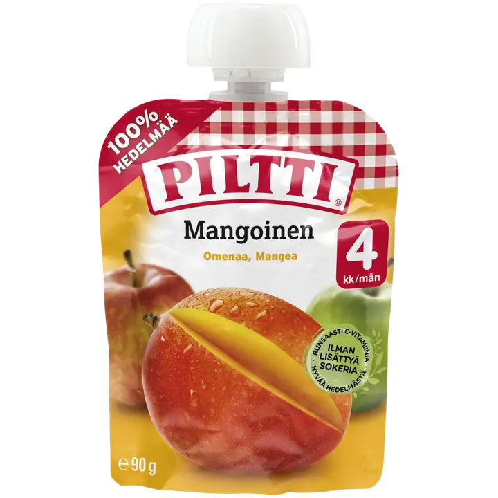 Piltti 90g Mangoinen hedelmäsose 4kk annospussi|Piltti 90克芒果果泥4个月份袋