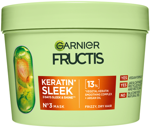 Garnier Fructis Keratin Sleek Hiusnaamio pörröisille hiuksille 370 ml