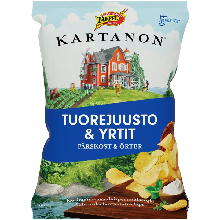 Taffel Kartanon tuorejuusto & yrtit maustettu sipsi 180g-Taffel Kartanon 奶油奶酪和香草味薯片 180g