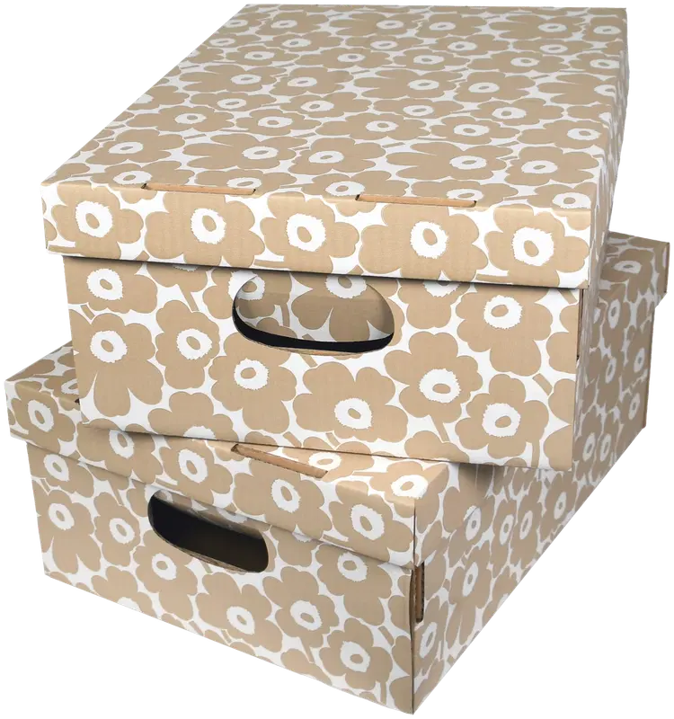 Marimekko 收纳盒 Unikko 米色 2件/包|Marimekko kotilaatikko Unikko beige 2kpl/pkt