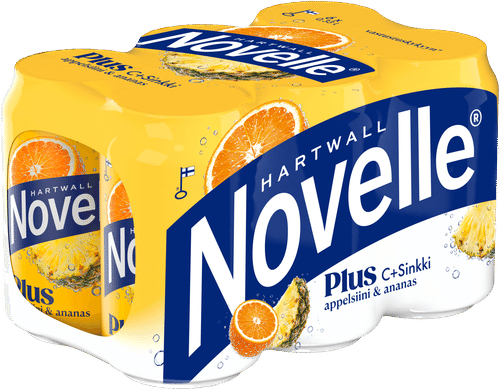 6 x Hartwall Novelle Plus C + Sinkki Appelsiini-Ananas vitaminoitu vesi 0,33 l