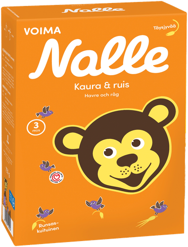 Nalle 750g kaura&ruis täysjyväkaurahiutale ja ruislese|Nalle 750克燕麦黑麦全麦燕麦片和黑麦麸