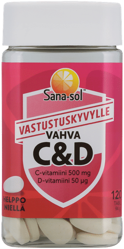 Sana-sol 高含量维生素C和D片 膳食补充剂 120片 94 g|Sana-sol vahva C- ja D-vitamiinitabletti ravintolisä 120 tabl / 94 g