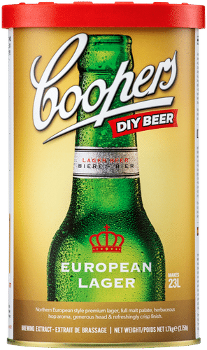 COOPERS International series European Lager humaloitu mallasuute 1,7 kg ja oluthiiva 7 g