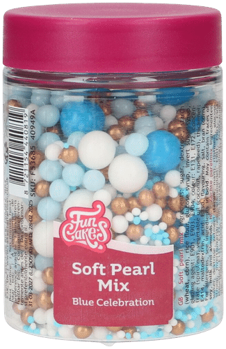 FunCakes pehmeät sokerihelmet, Blue Celebration Mix 80g|Funcakes 软糖珠,蓝色庆典混合装 80g