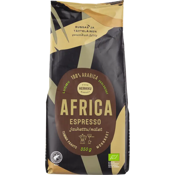 Herkku Luomu Africa Espresso 350 g jauhettu tumma paahto|Herkku 有机非洲浓缩咖啡 350 克 深度烘焙