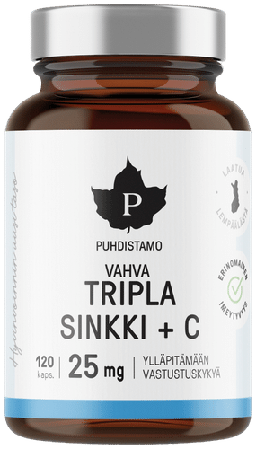 Puhdistamo 三重锌+维生素C 25毫克 120 kapselia|Puhdistamo Tripla Sinkki + C 25 mg 120 kapselia