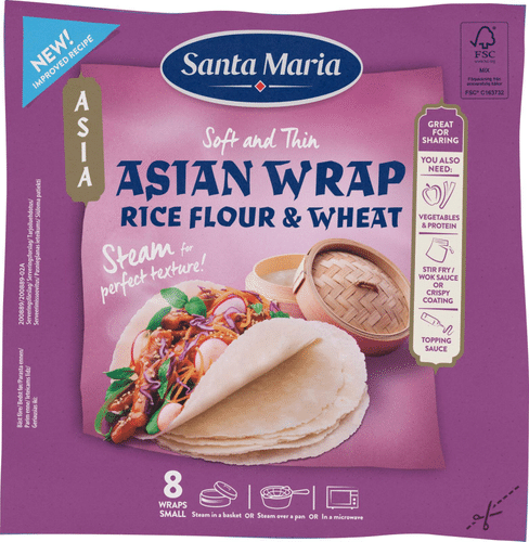 Santa Maria 230克亚洲米饼皮(米与小麦粉)|Santa Maria 230g Asian Wrap Rice Flour Small,Asian wrap riisi- ja vehnäjauho