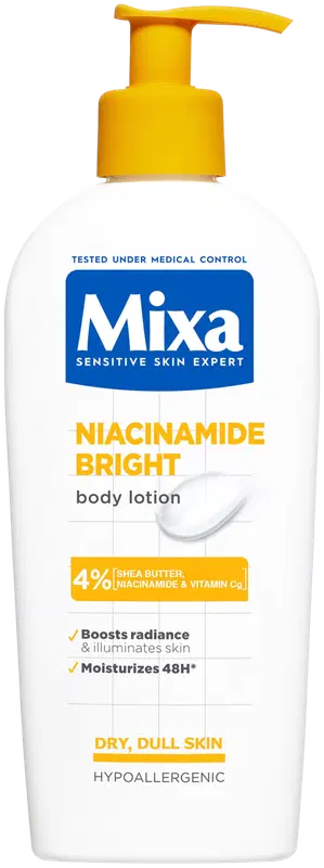 Mixa 烟酰胺亮肤身体乳 适用于干燥暗沉肌肤 250ml|Mixa Niacinamide Brigh Vartalovoide Vartalovoide kuivalle ja samealle iholle 250ml