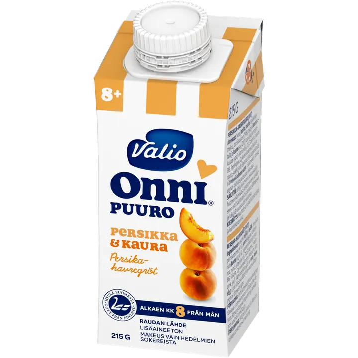 Valio Onni® persikka-kaurapuuro 215 g UHT (alk 8 kk)|Onni Valio Onni® 桃燕麦片 215 g UHT(8 个月起)