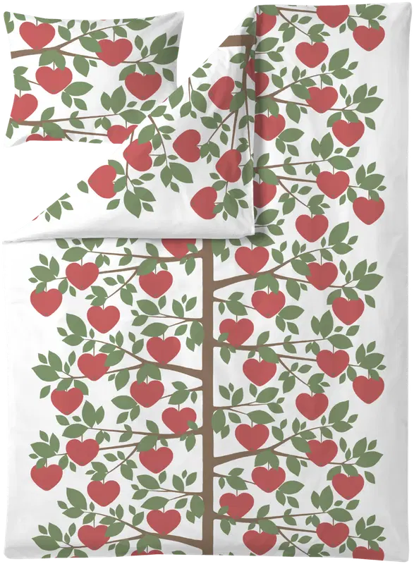 Finlayson 被套套装 心树 150X210+50X60 深红绿|Finlayson pussilakanasetti Sydänpuu 150X210+50X60 tumma pun-vihreä
