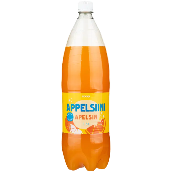 Coop Appelsiini Sokeriton virvoitusjuoma 1,5 l kmp|Coop 橙子无糖软饮料 1.5 升 kmp