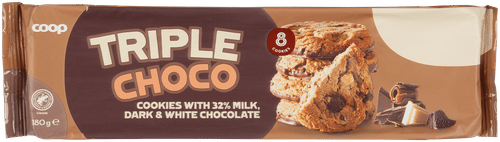 Coop 三重巧克力曲奇 180 g|Coop kolmen suklaan cookie 180 g