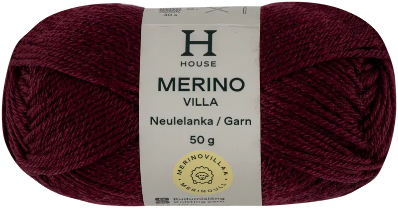 House 美利奴羊毛纱线 50克 CNE-1833 酒红|House lanka merinovilla 50g CNE-1833 burgundy red