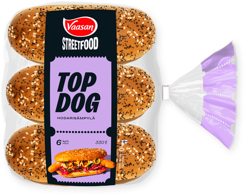 Vaasan Street Food Top Dog hodarisämpylä 6 kpl 330 g|Vaasan 街头美食顶级热狗面包 6个 330 g